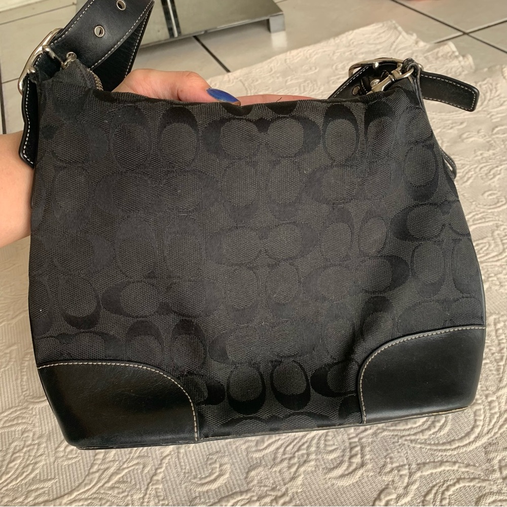 Coach Black Classic Monogram Signature Canvas Leather Trim Vintage Crossbody Bag - Picture 4 of 14